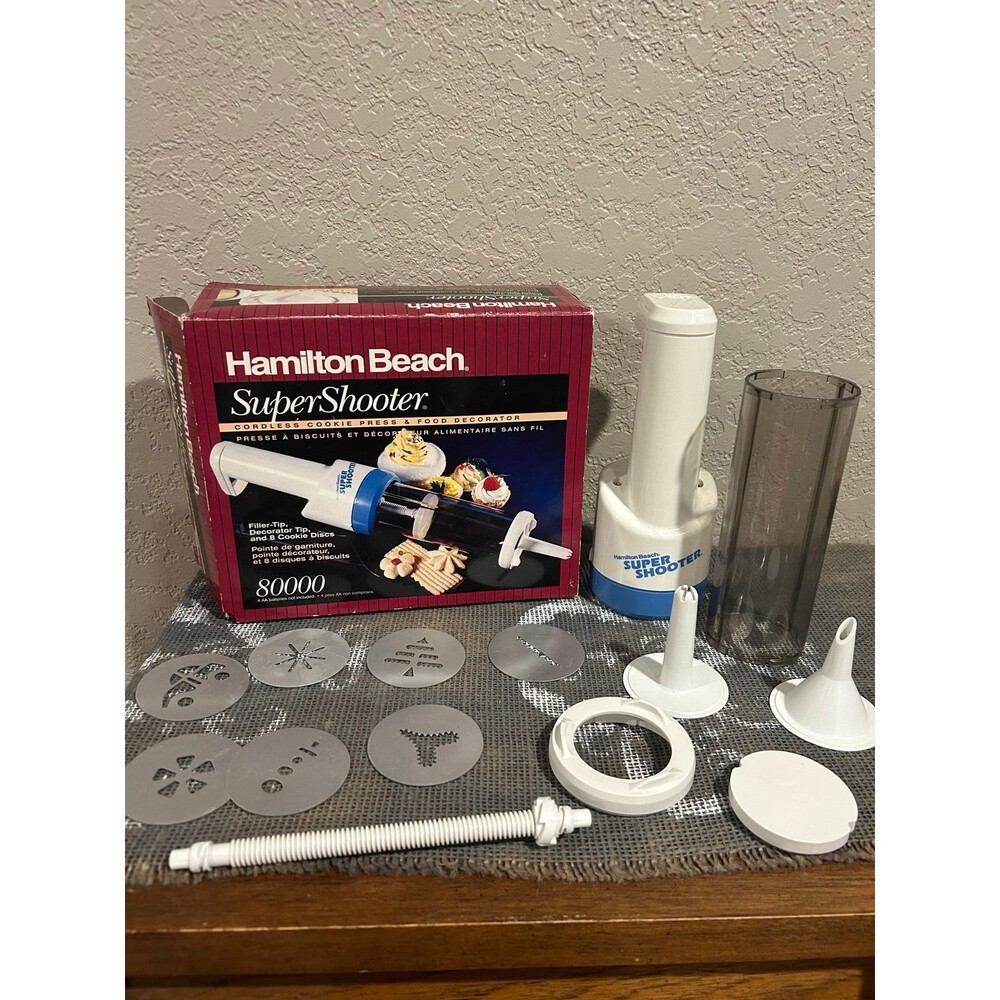 Vintage Hamilton Beach Super Shooter Cordless Cookie Press Decorator in Box